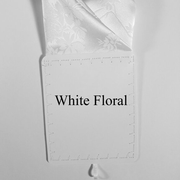 New - Men's 2 PT. White Silky Floral Satin Pre-Folded Pocket Square Insert - Picture 4 of 9